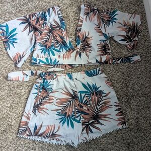 Tropical Print Women's Shorts Set